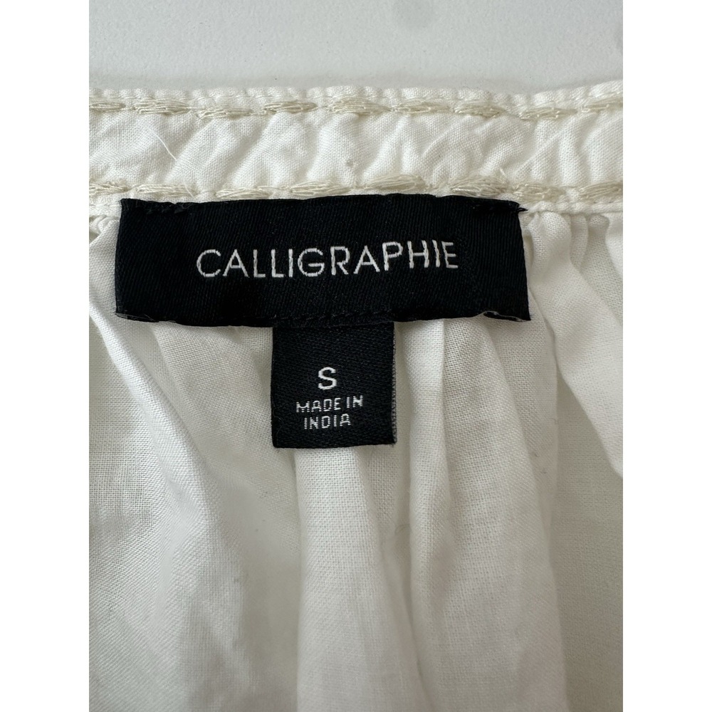 Calligraphie Anthropologie Top‎ Small Balloon Sleeve Peasant Resort Oversized - Picture 3 of 10